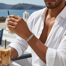 Beveled Curb Chain Bracelet - 8.3mm on Mans Wrist