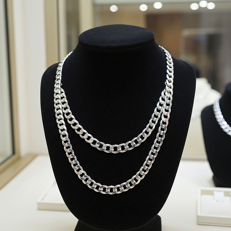 Beveled Curb Chain - 8.3mm on Bust Layered