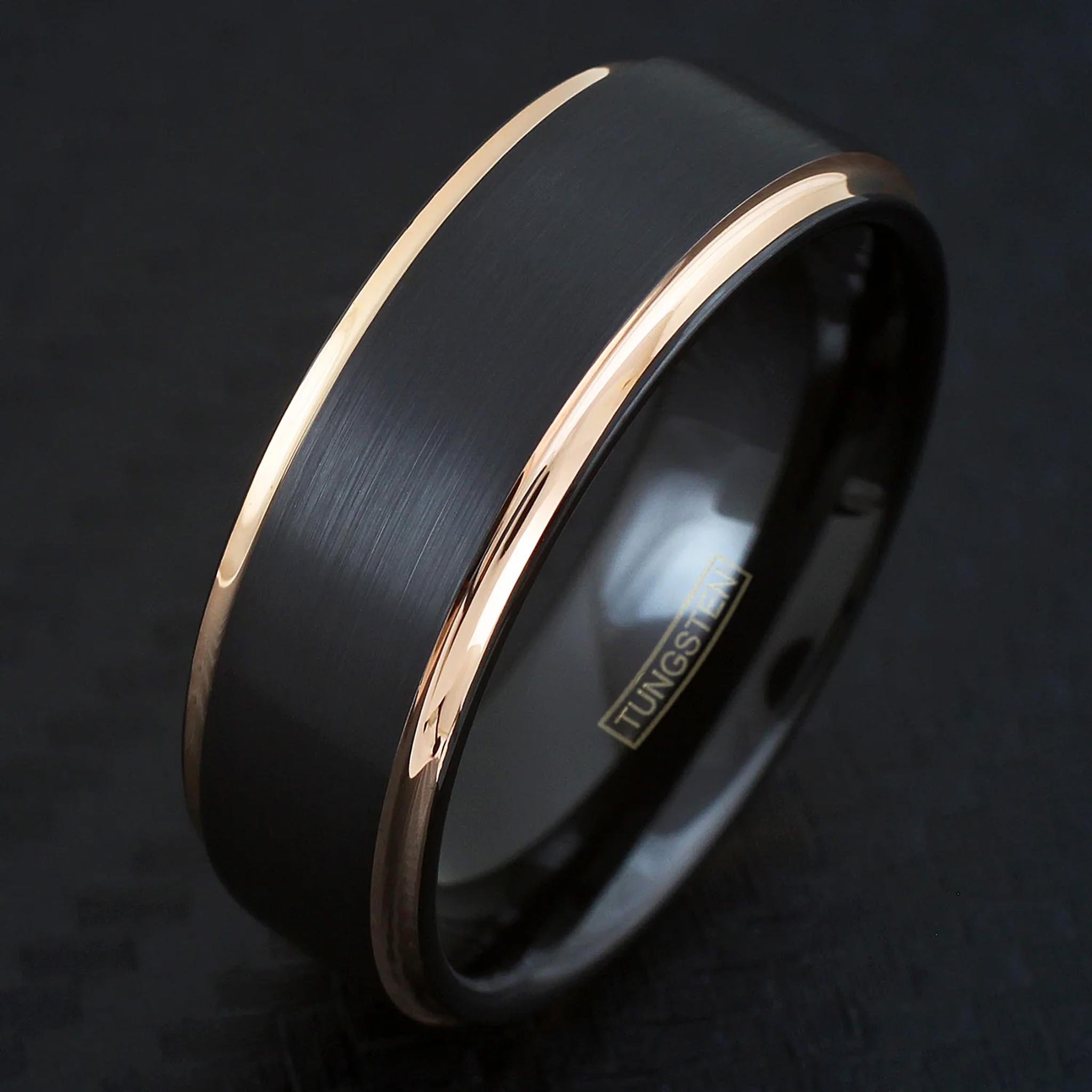 Black and Rose Gold Tungsten Ring Example