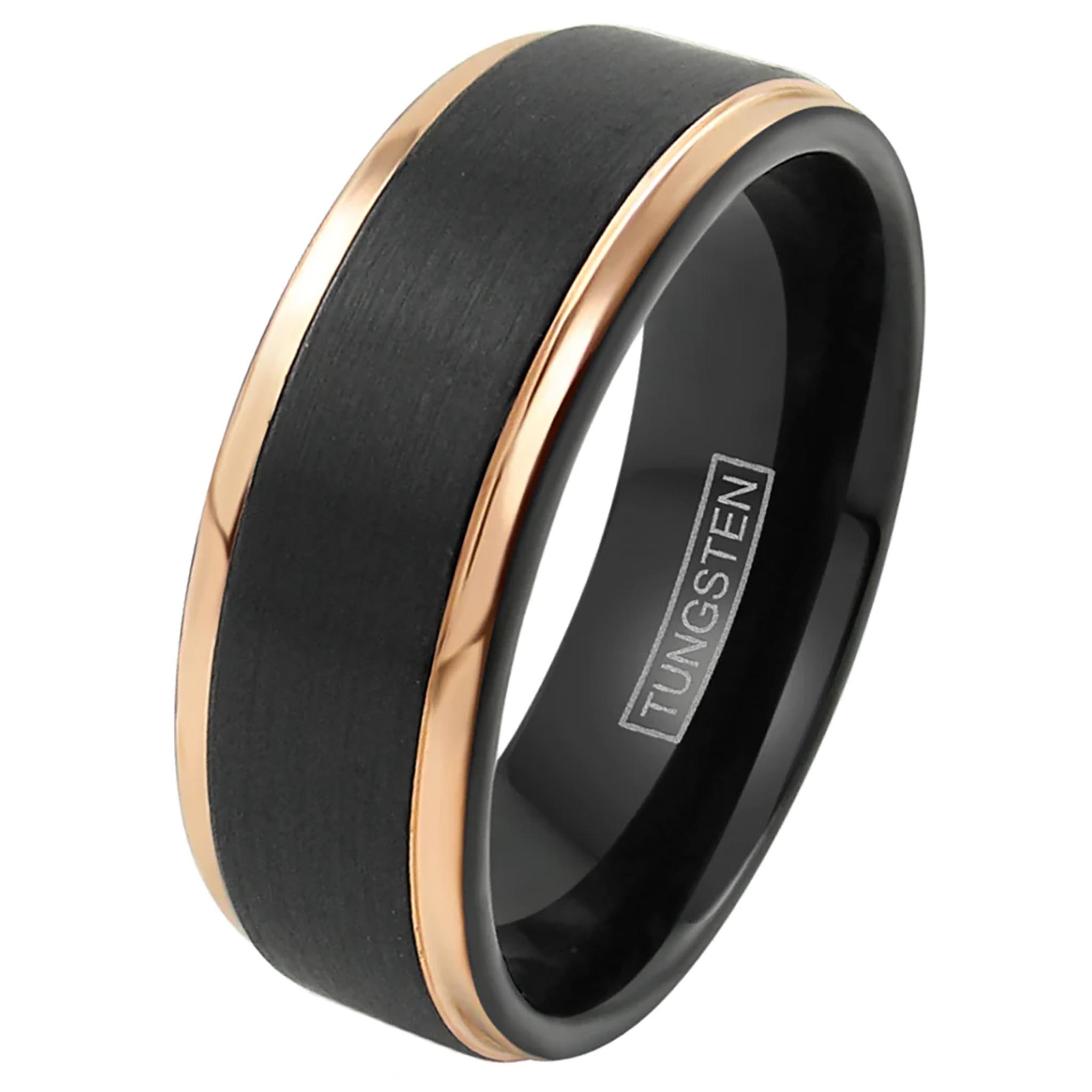 Black and Rose Gold Tungsten Ring