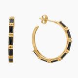Black Baguette Cubic Zirconia Gold Earrings