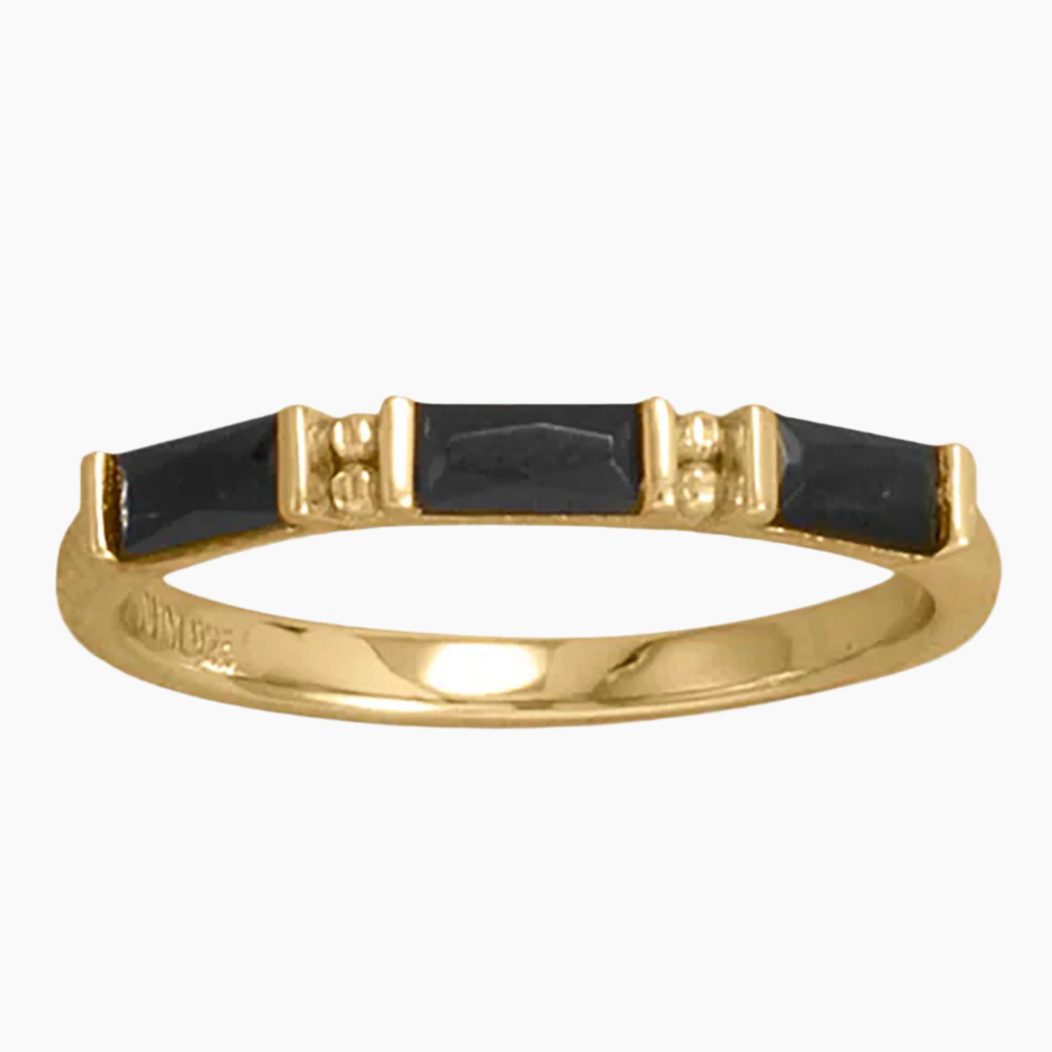 Black Baguette Cubic Zirconia Gold Ring