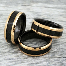 Black Carbon Fiber with Rose Gold Tungsten Ring Example