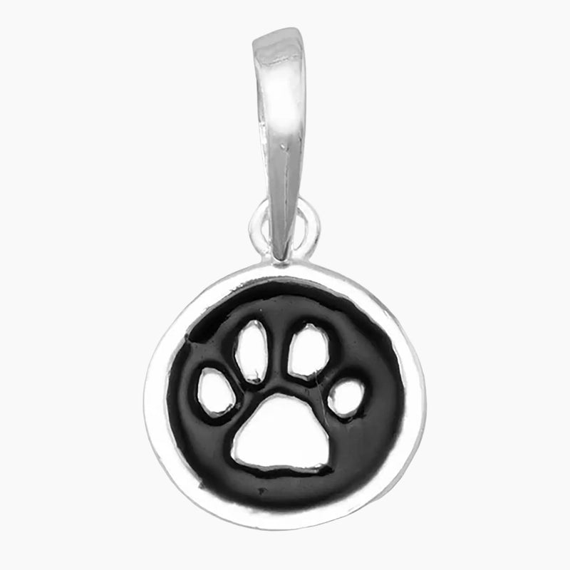 Black Enamel Paw Print Charm