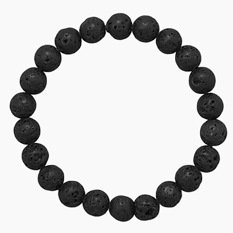 Black Lava Bead Stretch Bracelet
