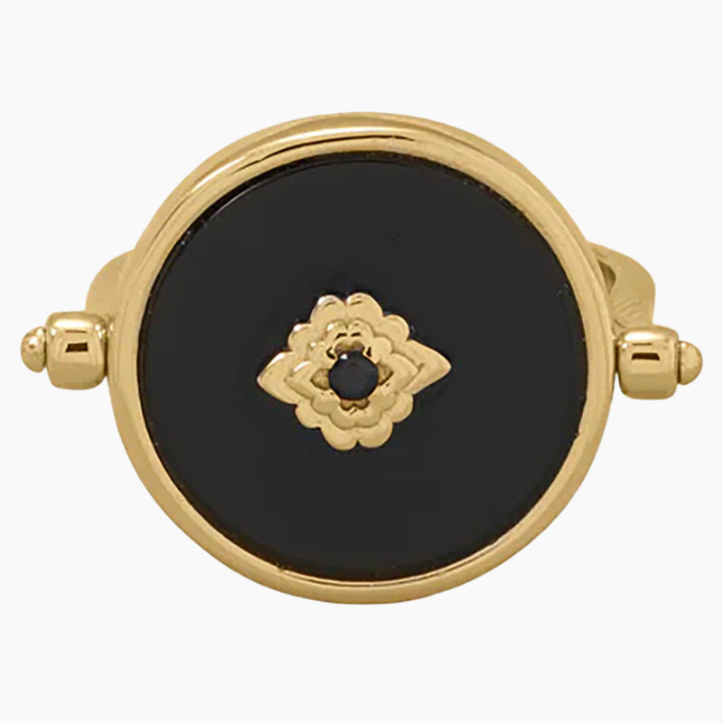 Black Onyx and Mother of Pearl Reversible Ring Onyx Face