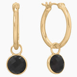 Black Onyx Charm Hoop Earrings