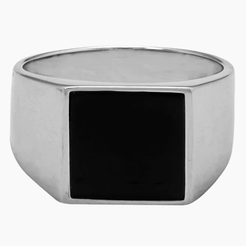 Black Onyx Square Signet Ring