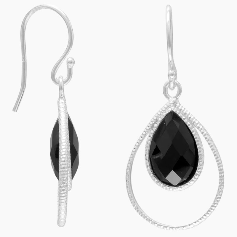 Black Onyx Textured Earrings