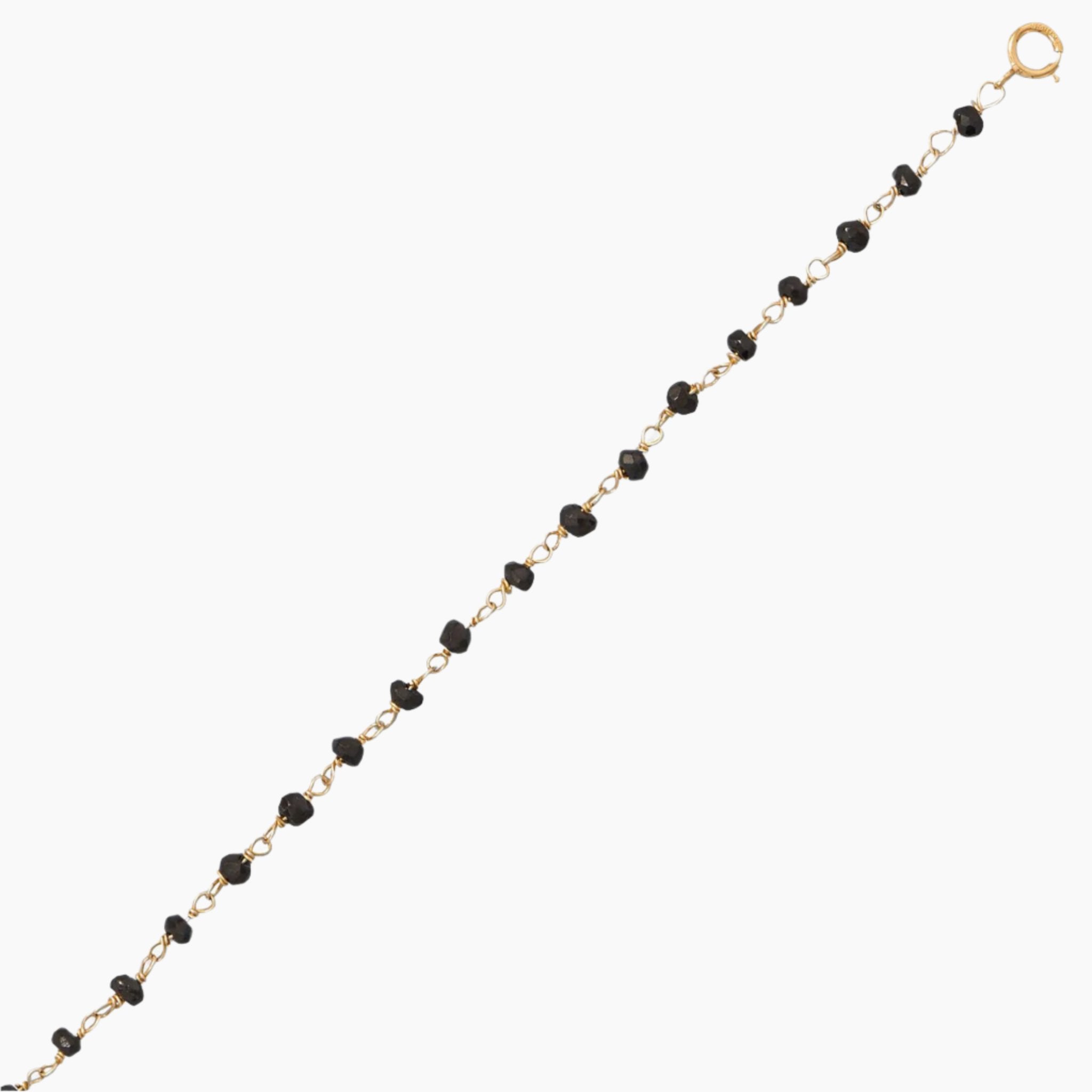 Black Spinel Bead Gold Anklet Inline