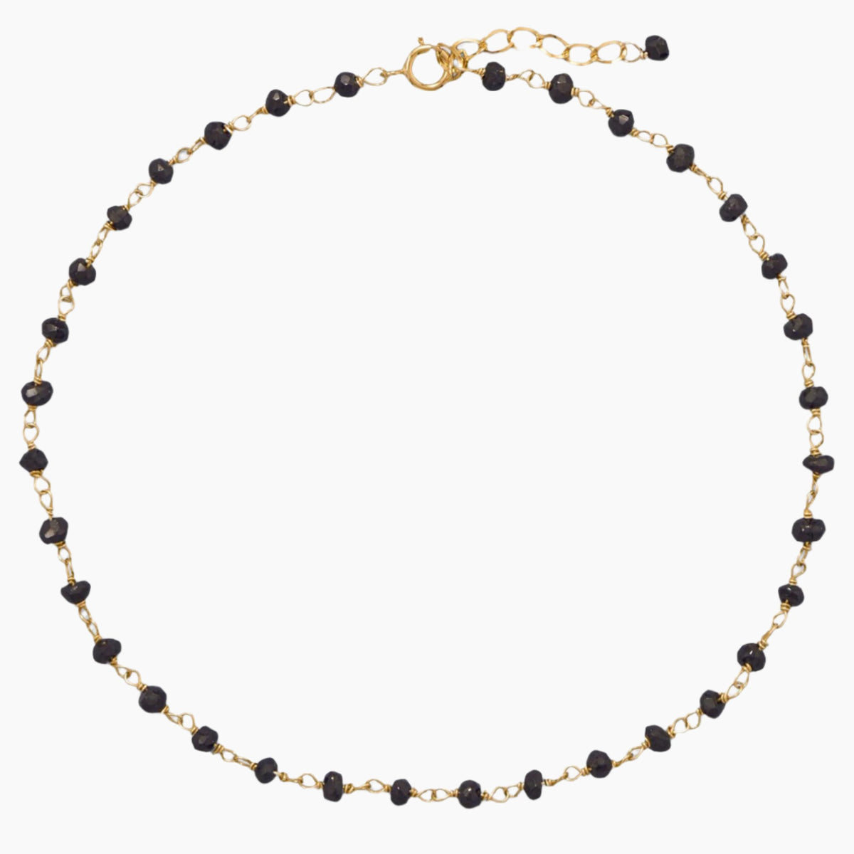 Black Spinel Bead Gold Anklet