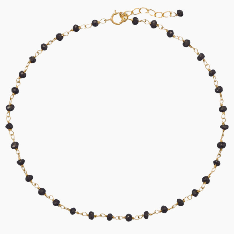 Black Spinel Bead Gold Anklet