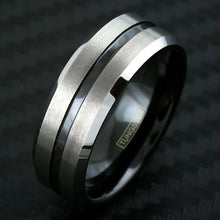Black Striped with Silver Edged Tungsten Ring Example