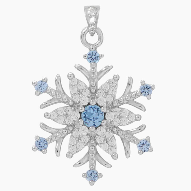 Blue and White Zirconia Snowflake Pendant