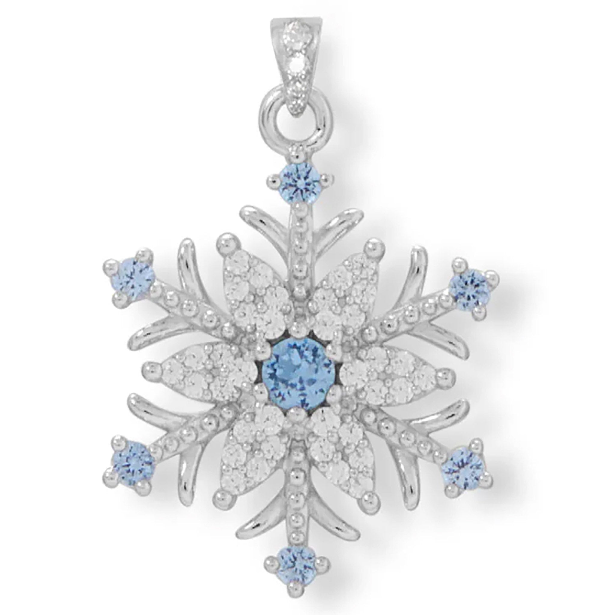 Blue and White Zirconia Snowflake Pendant