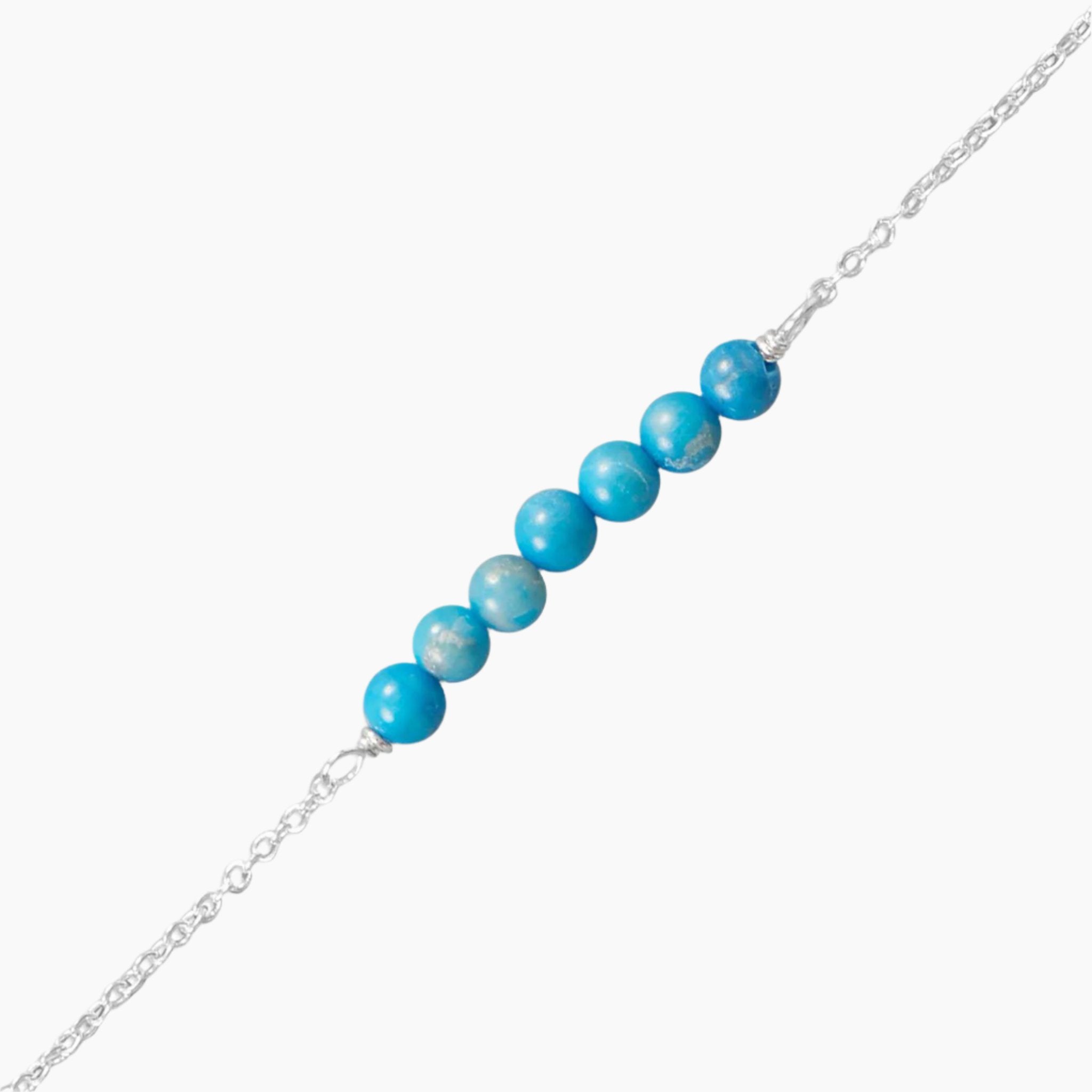 Blue Howlite Bead Anklet Close Up