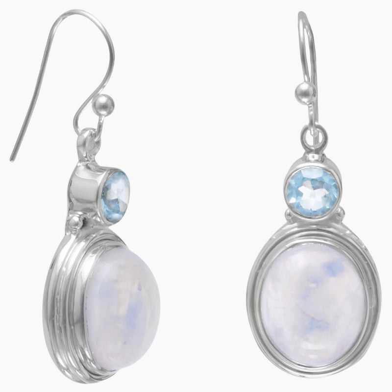 Blue Topaz and Moonstone Earrings