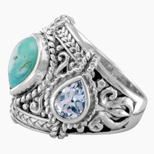 Blue Topaz and Turquoise Ring Side View