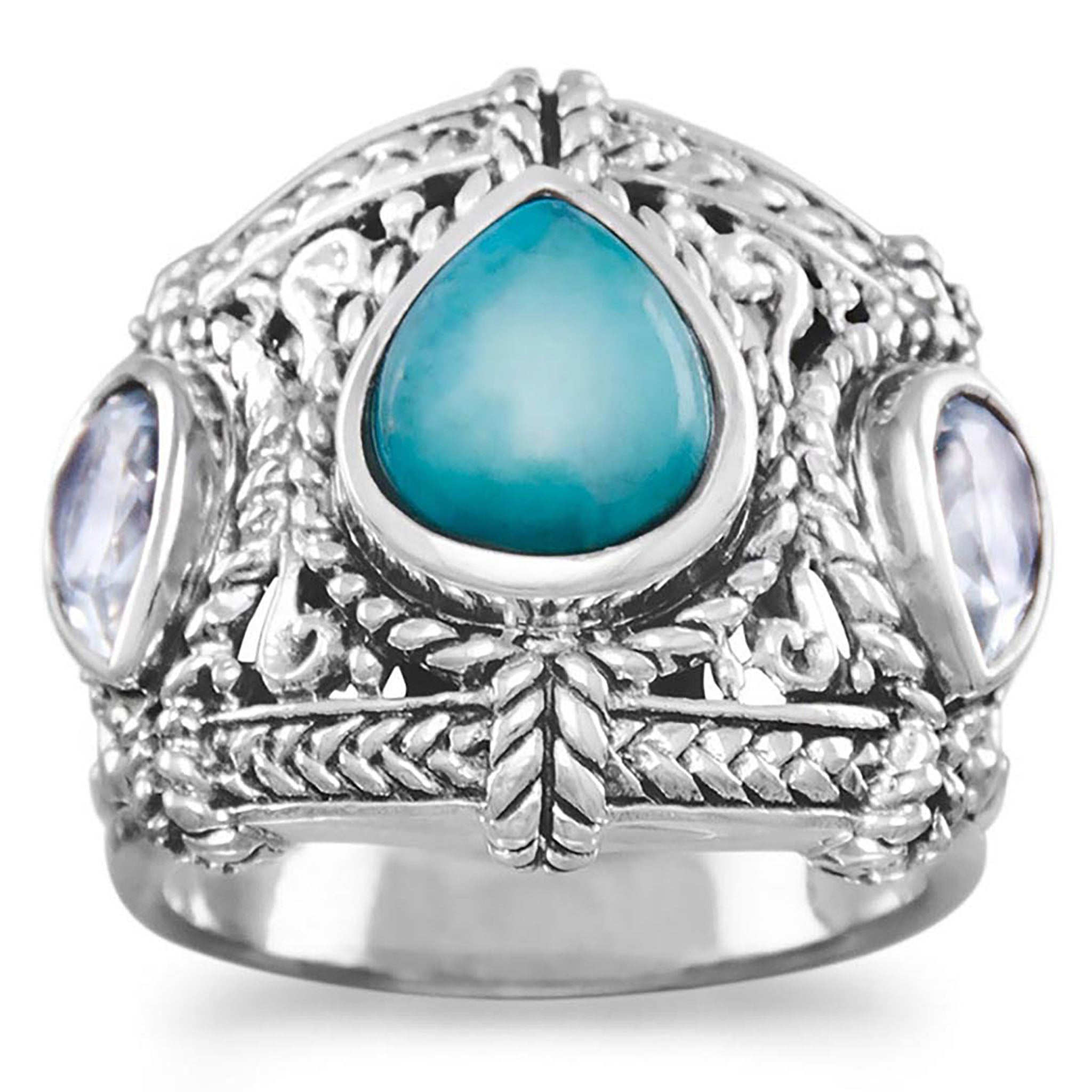 Blue Topaz and Turquoise Ring