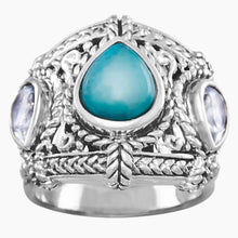 Blue Topaz and Turquoise Ring