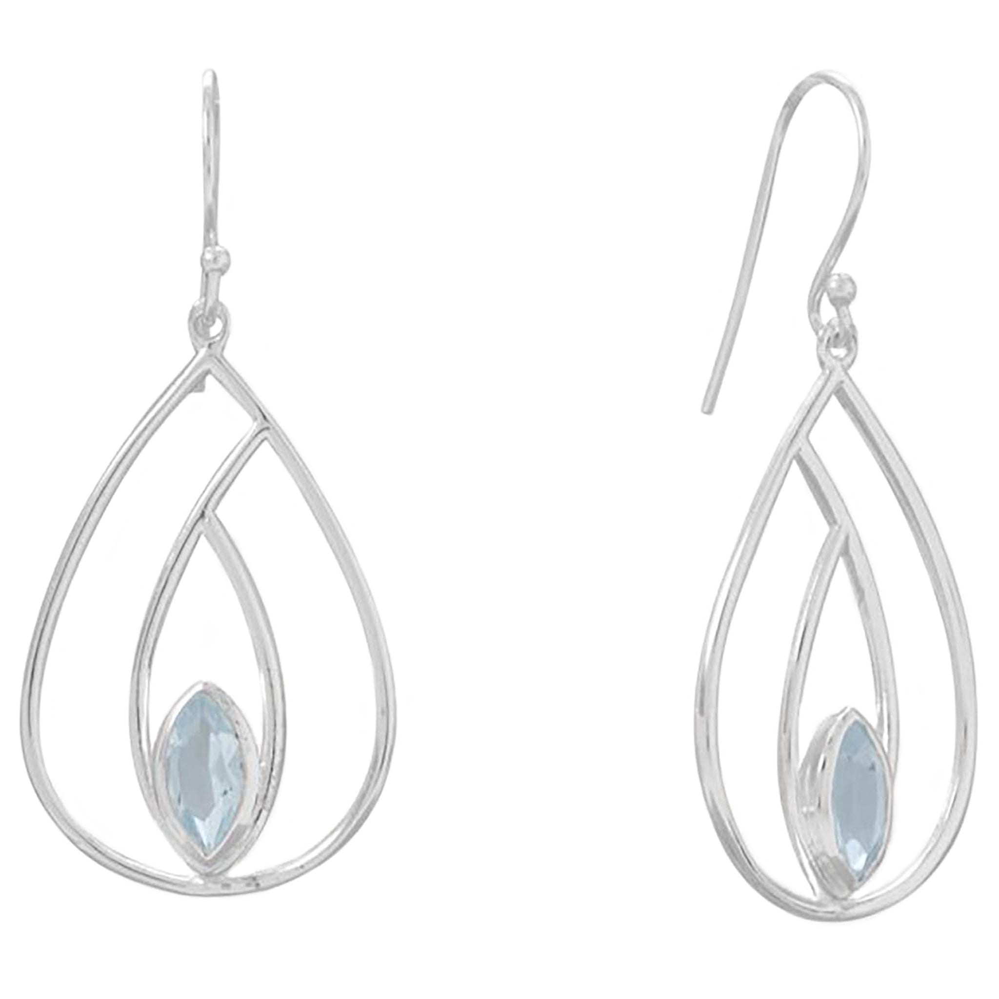 Blue Topaz Open Design Earrings
