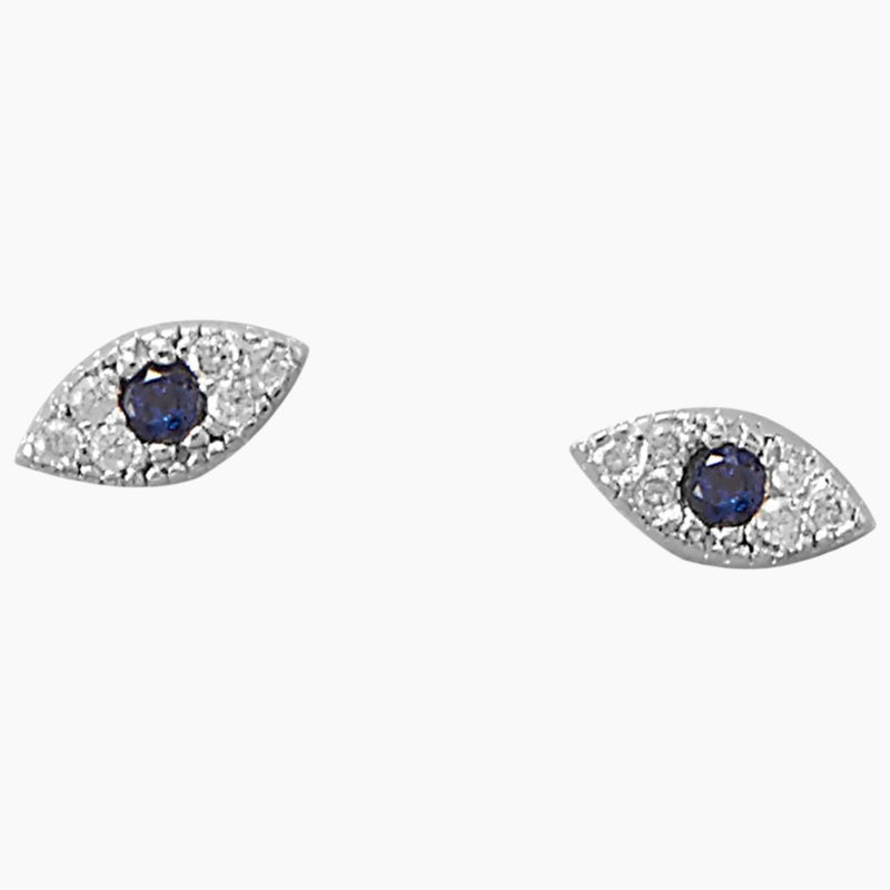 Blue Zirconia Evil Eye Earrings