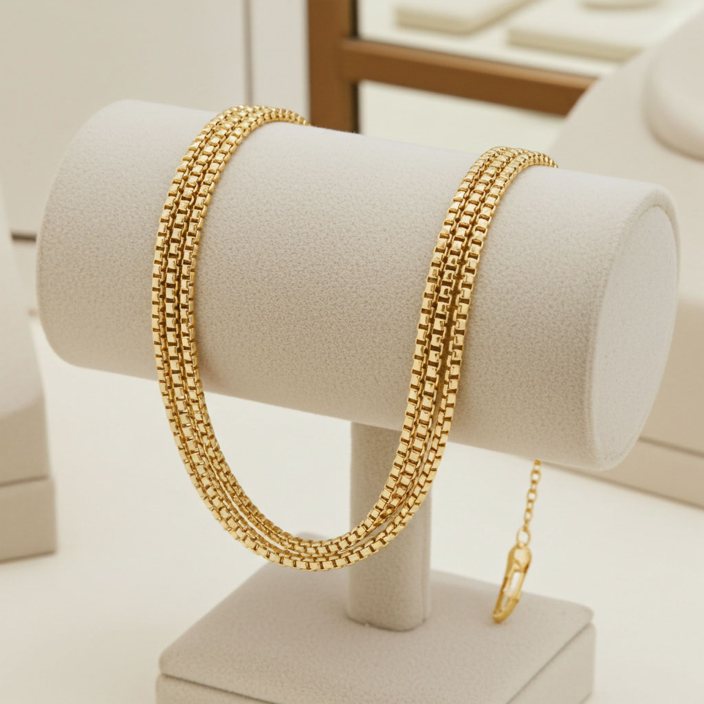 Box Chain Gold - 1.5mm Coiled Example