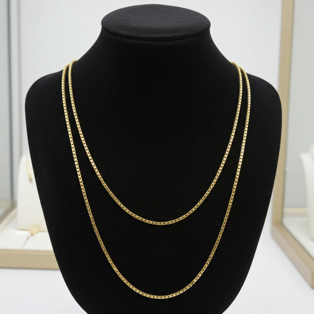 Box Chain Gold - 1.5mm Layered on Bust