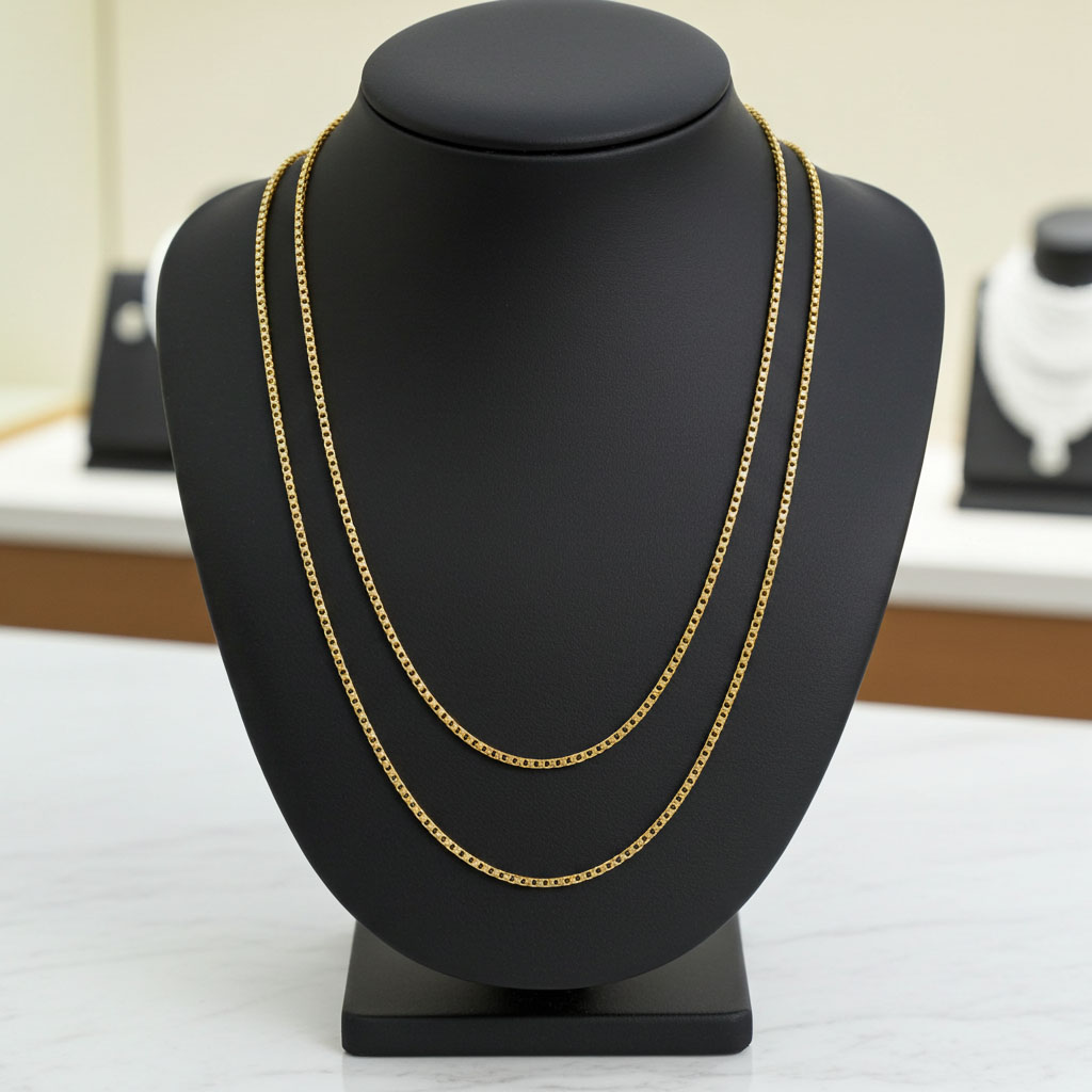 Box Chain Gold - 1mm Layered on Bust