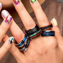 Brushed Finish Black Tungsten Ring on Hand