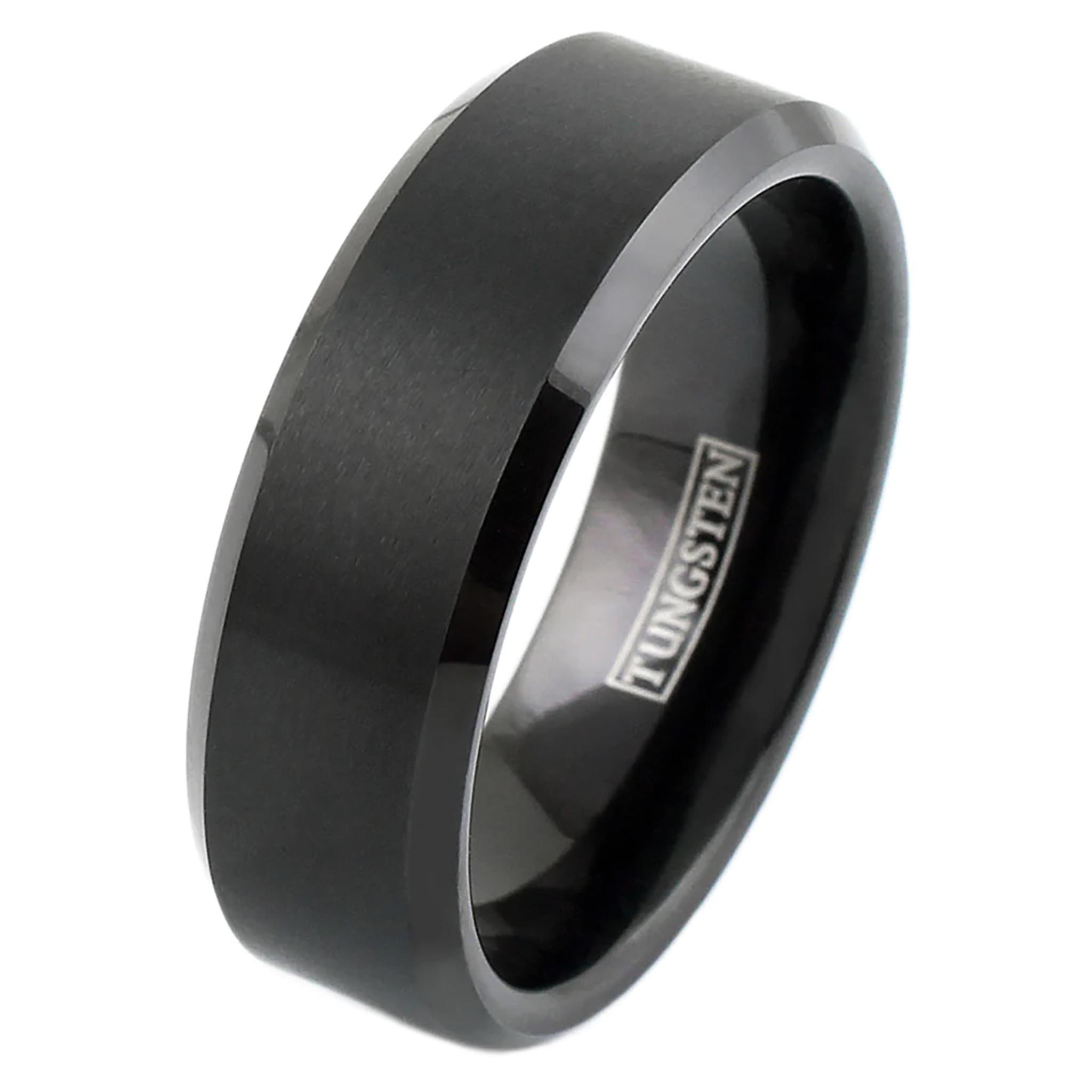 Brushed Finish Black Tungsten Ring