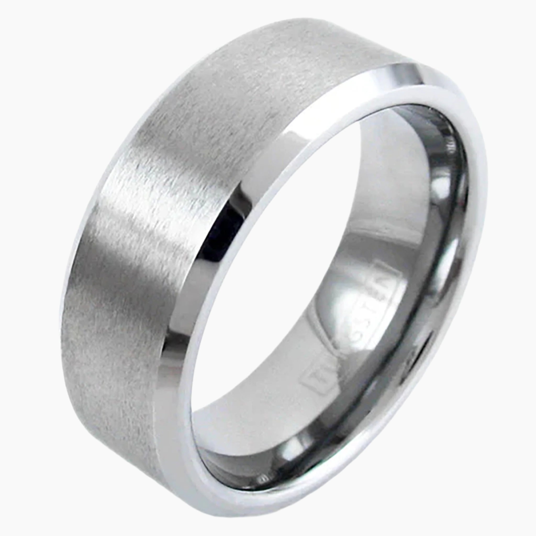 Brushed Finish Silver Tungsten Ring