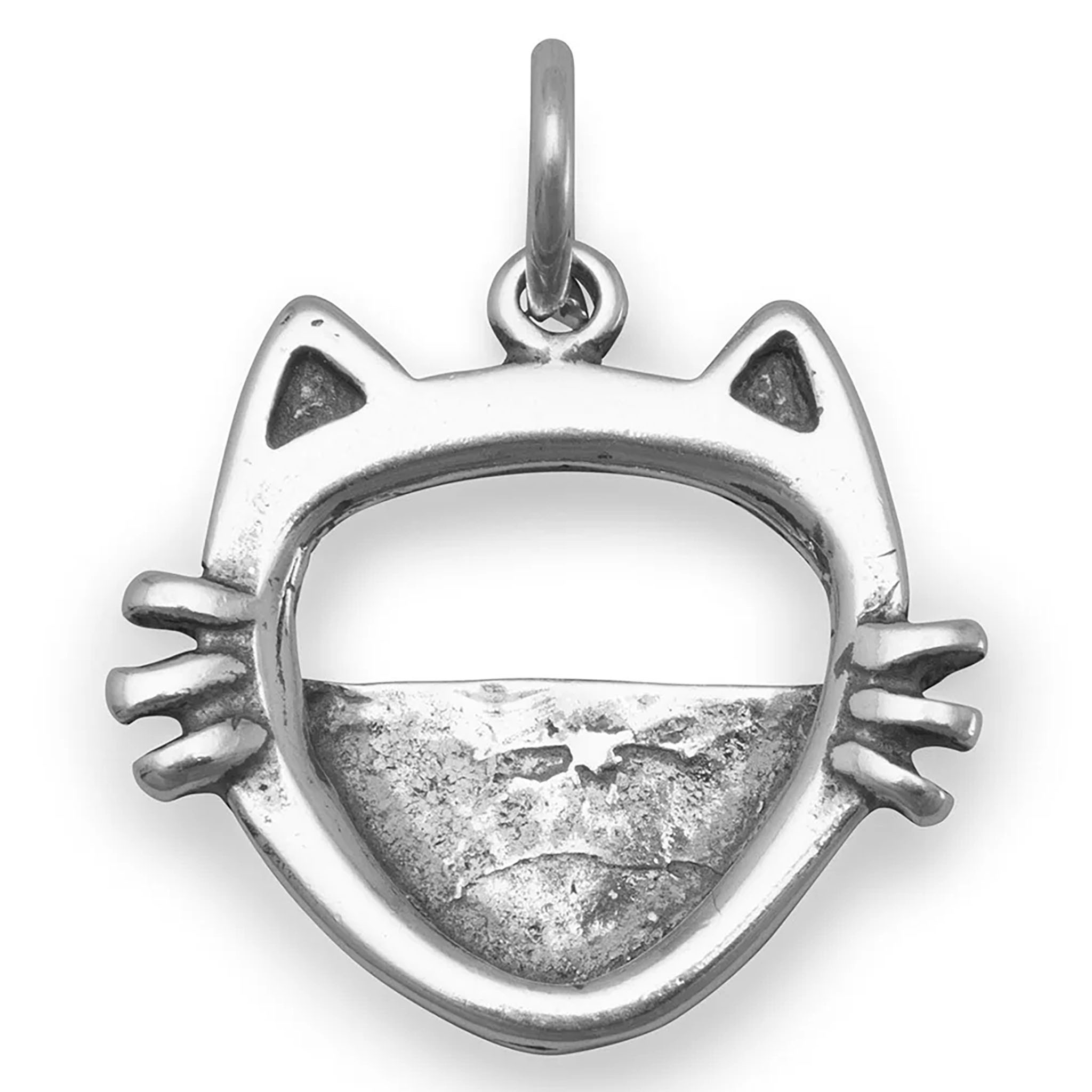 Cat Face Picture Frame Charm Open Frame