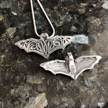 Celtic Bat Design Pendant Necklace Front and Back
