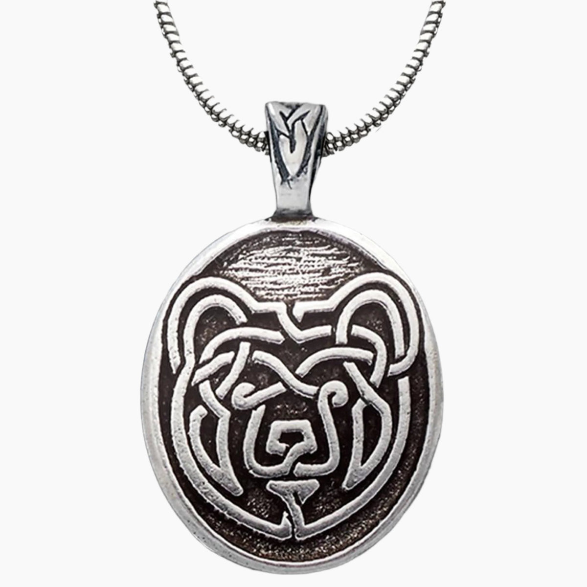 Celtic Bear Design Pendant Necklace