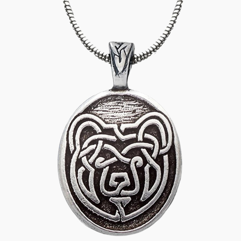 Celtic Bear Design Pendant Necklace