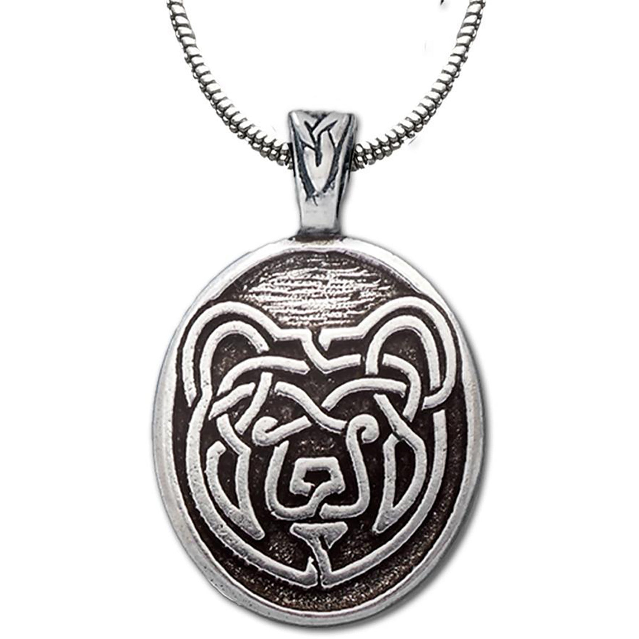 Celtic Bear Design Pendant Necklace