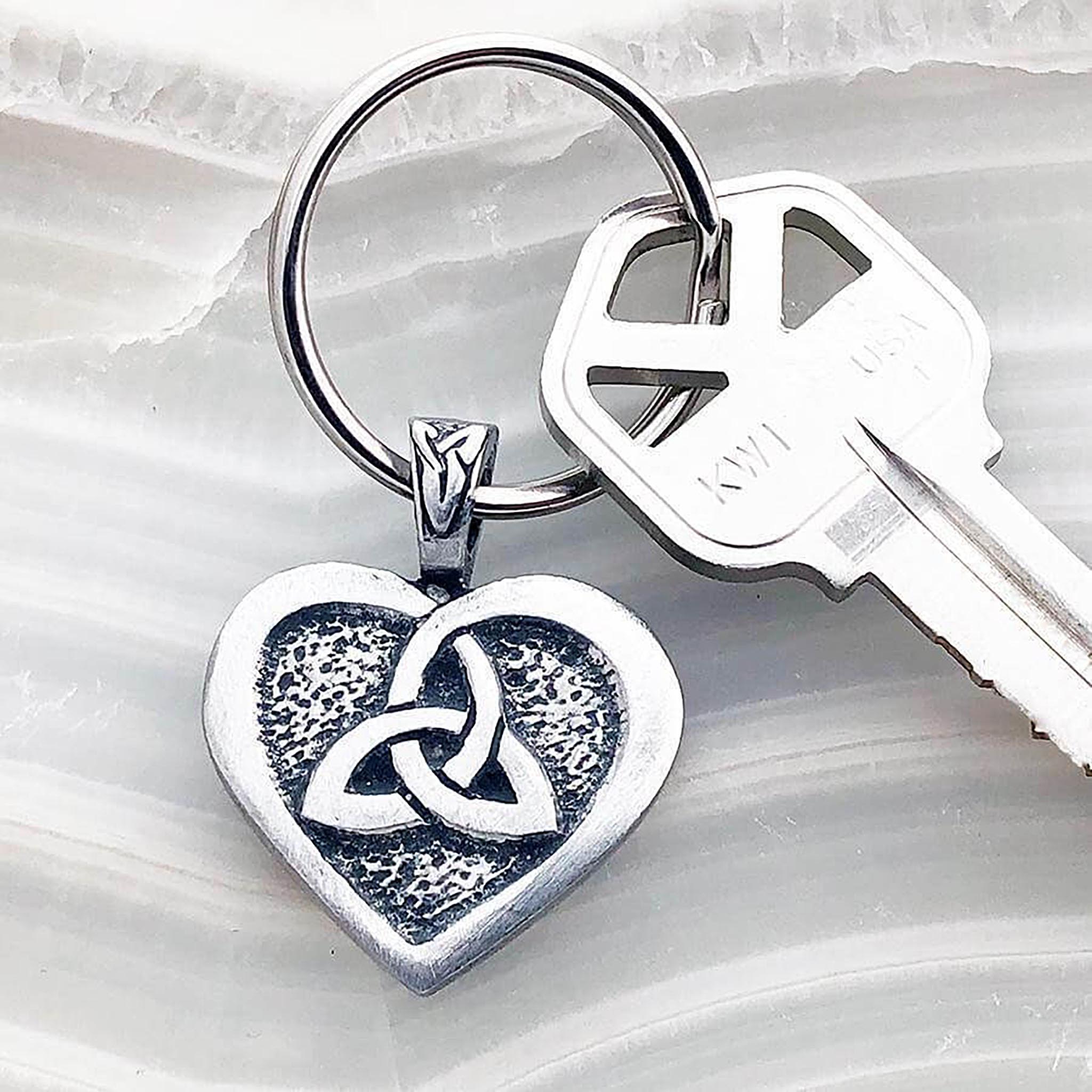 Celtic Heart and Triquetra Keychain