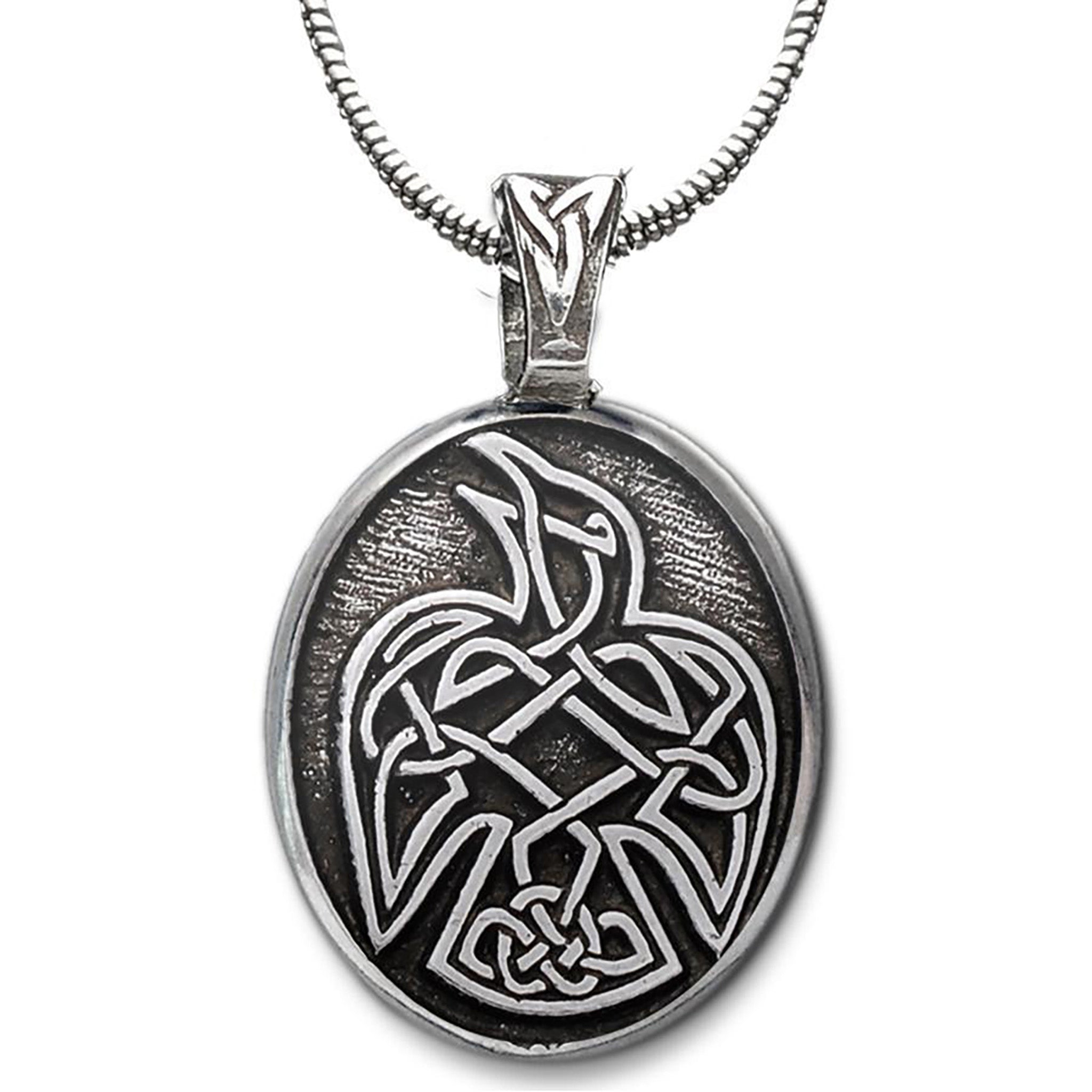 Celtic Raven Design Pendant Necklace