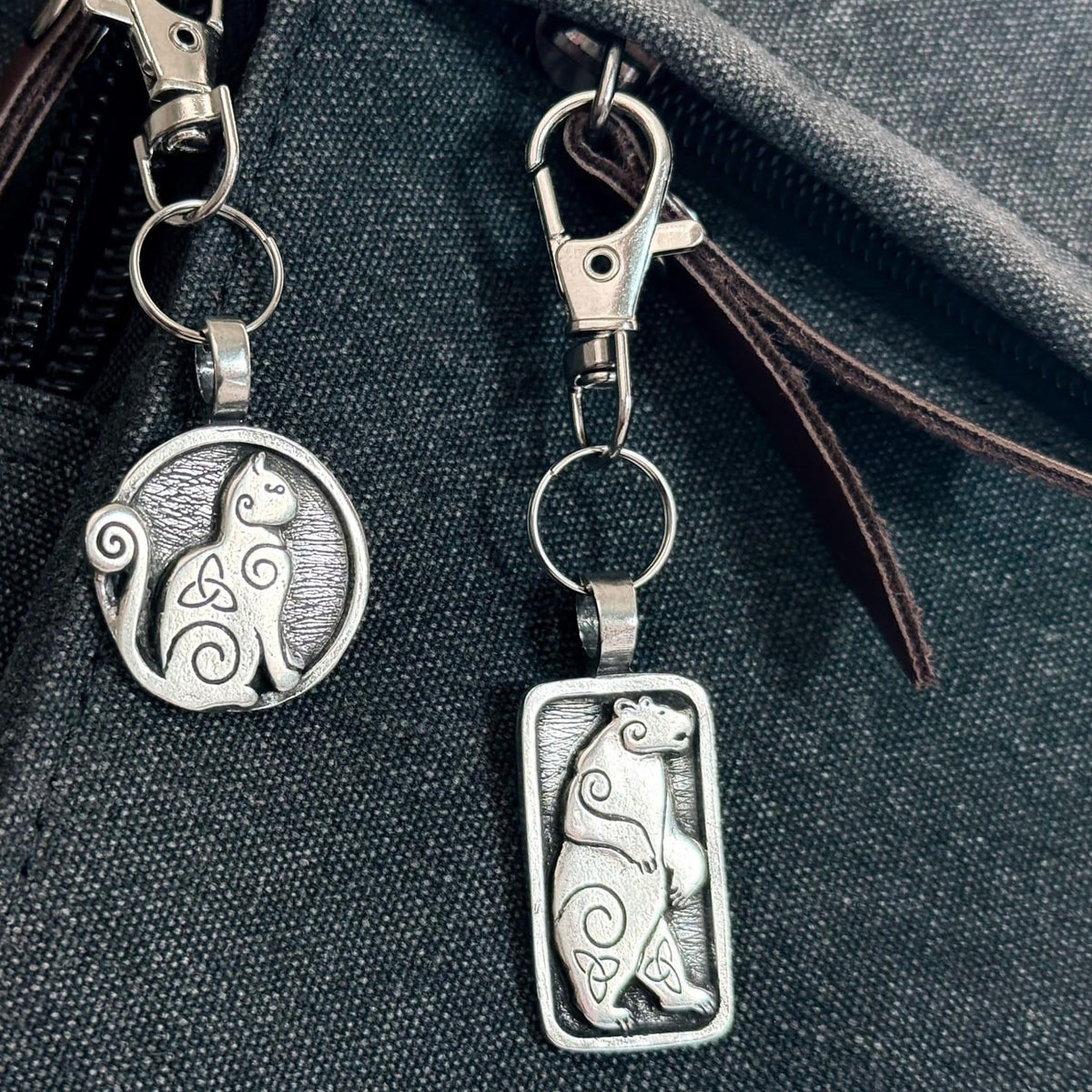 Celtic Spiral Standing Bear Design Bag Charm