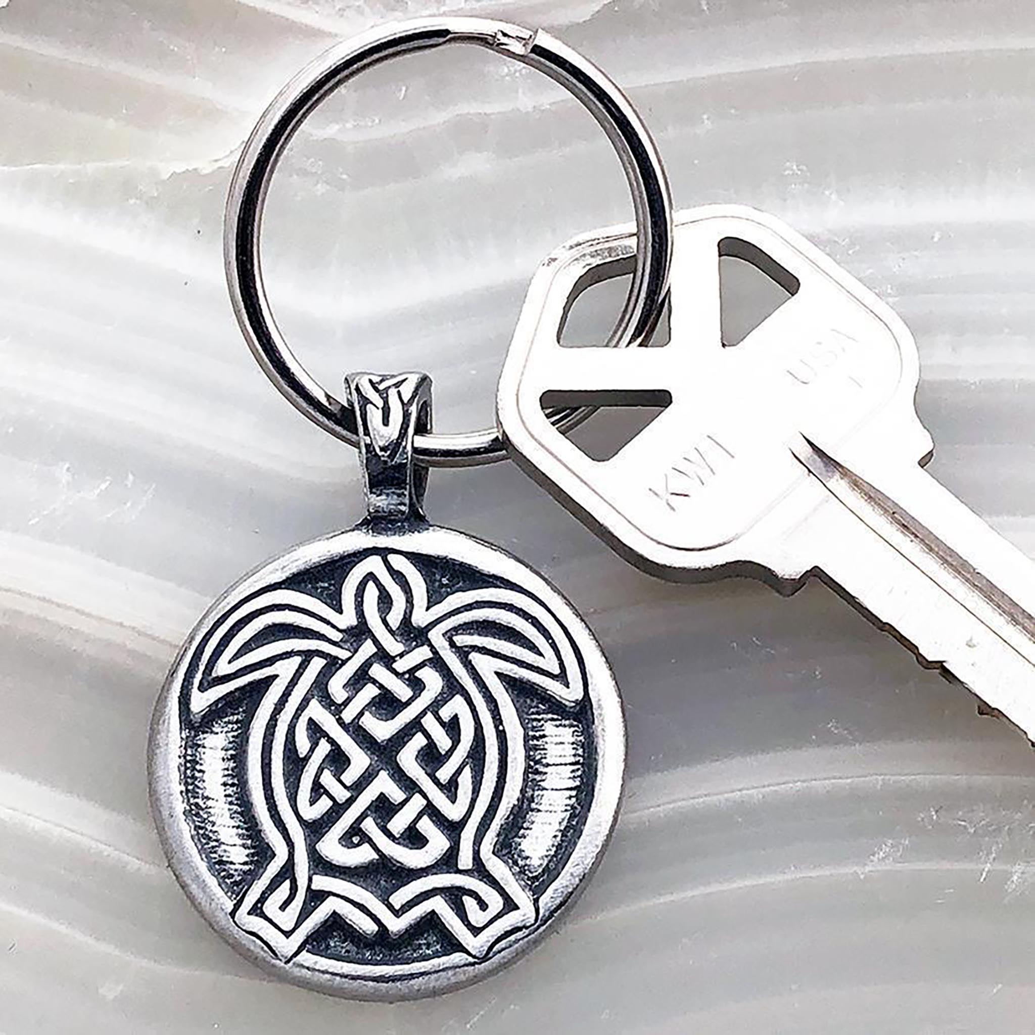 Celtic Turtle Design Keychain