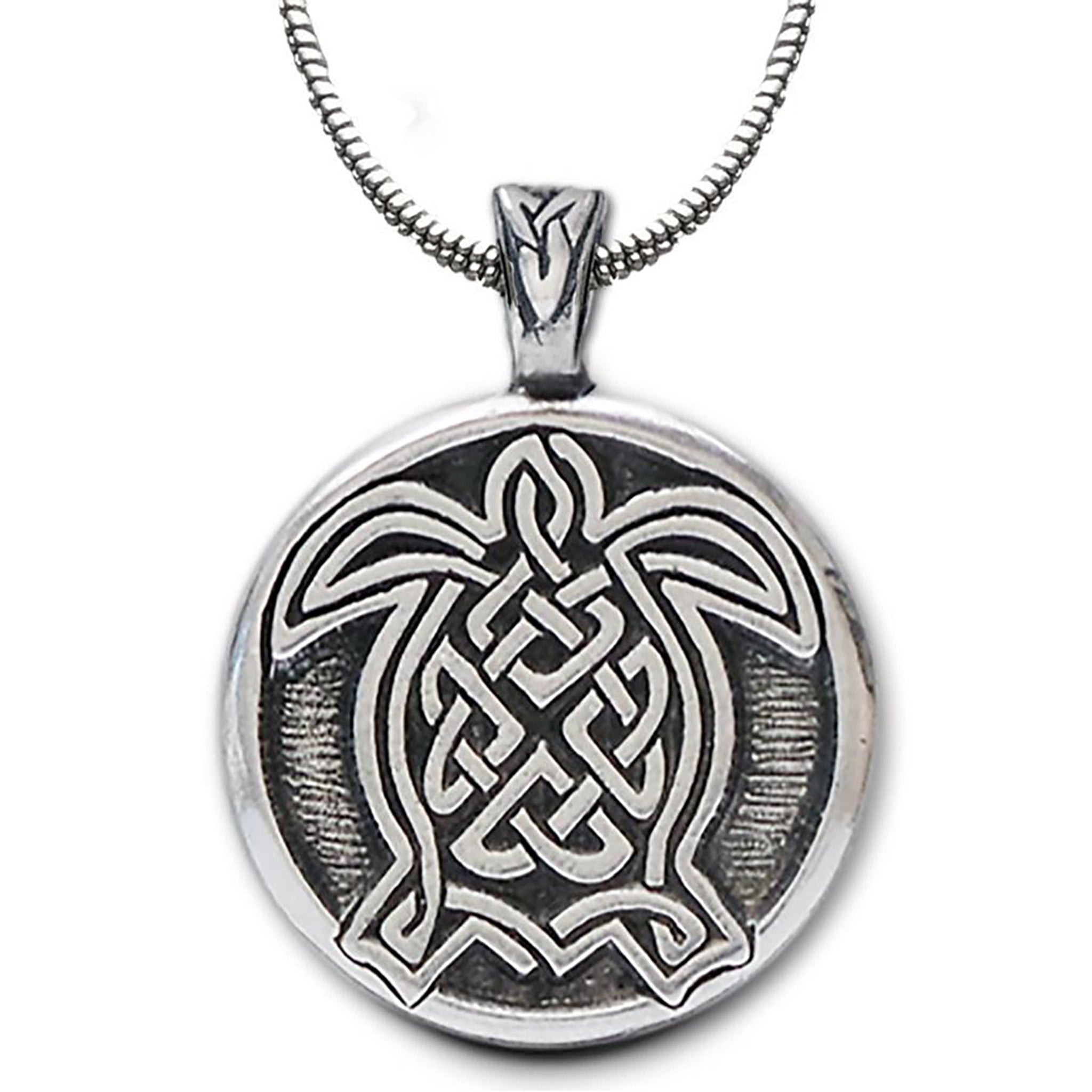 Celtic Turtle Design Pendant Necklace