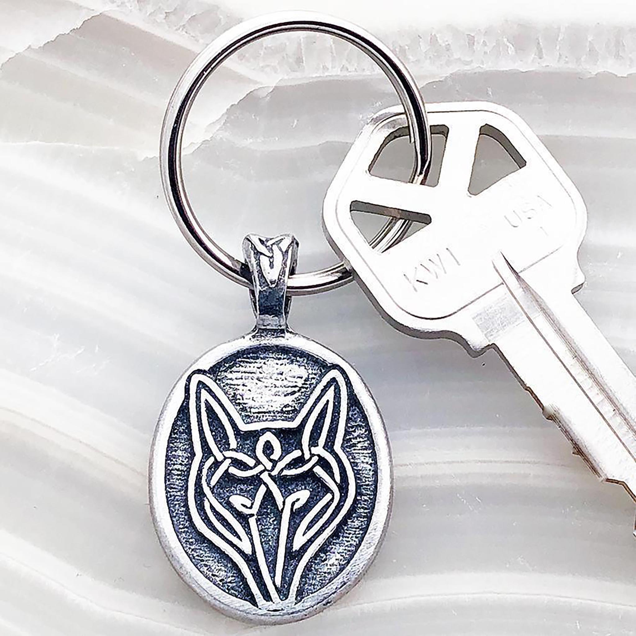 Celtic Wolf Design Keychain