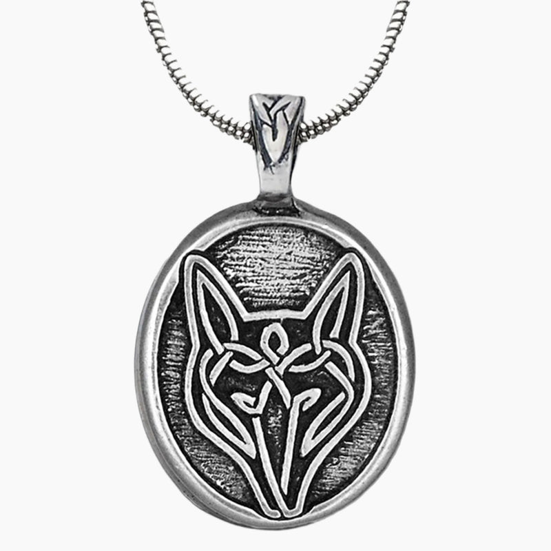 Celtic Wolf Design Pendant Necklace