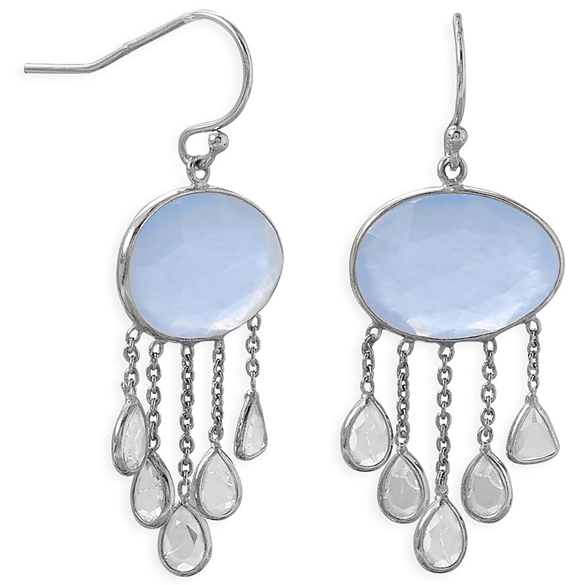 Chalcedony and White Topaz Earrings