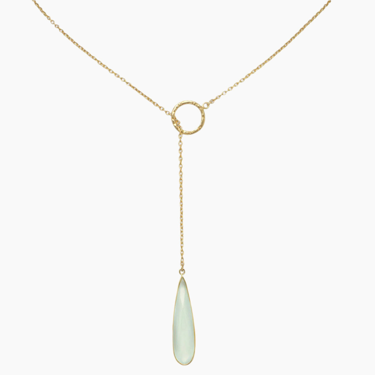 Chalcedony Drop Lariat Necklace