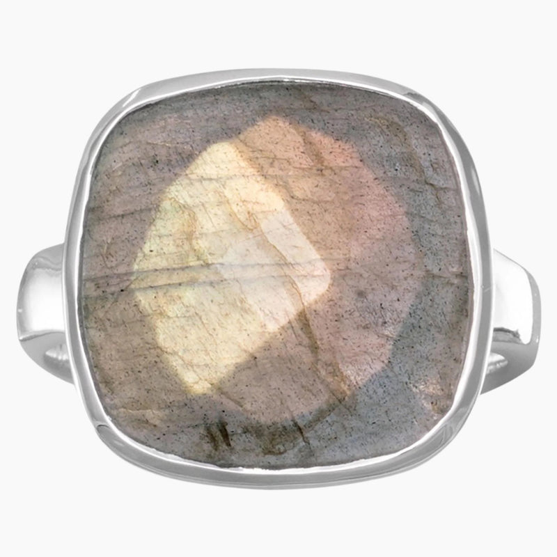Checkerboard Cut Labradorite Ring