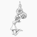 Silver or Gold Cheerleader with Pop Poms Charm