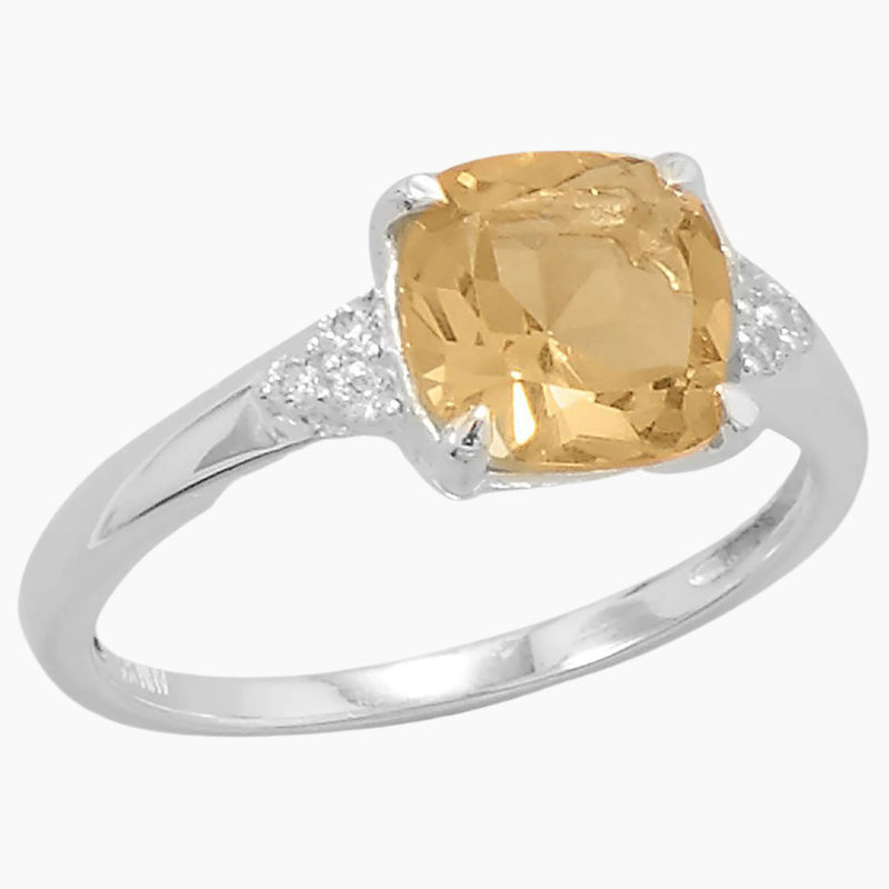 Citrine and Cubic Zirconia Ring Side View