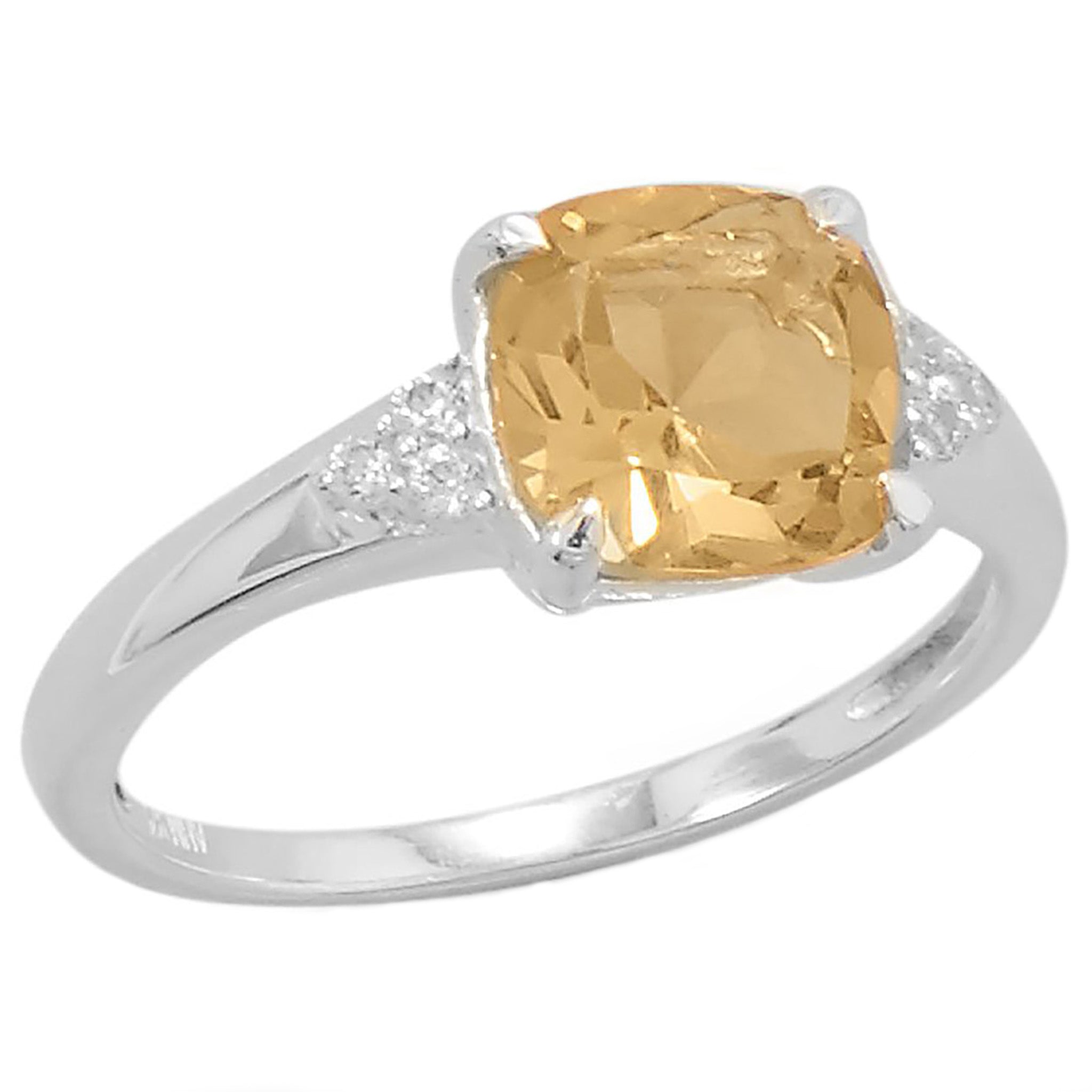 Citrine and Cubic Zirconia Ring Side View